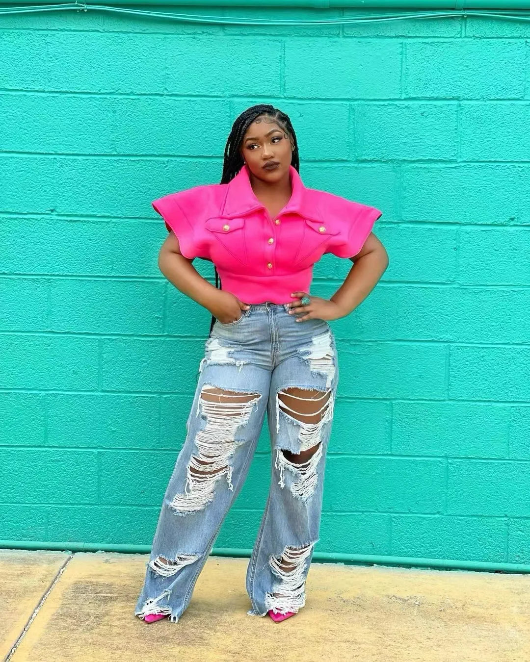 PERPOCKET-Modern Wide-Leg Jean