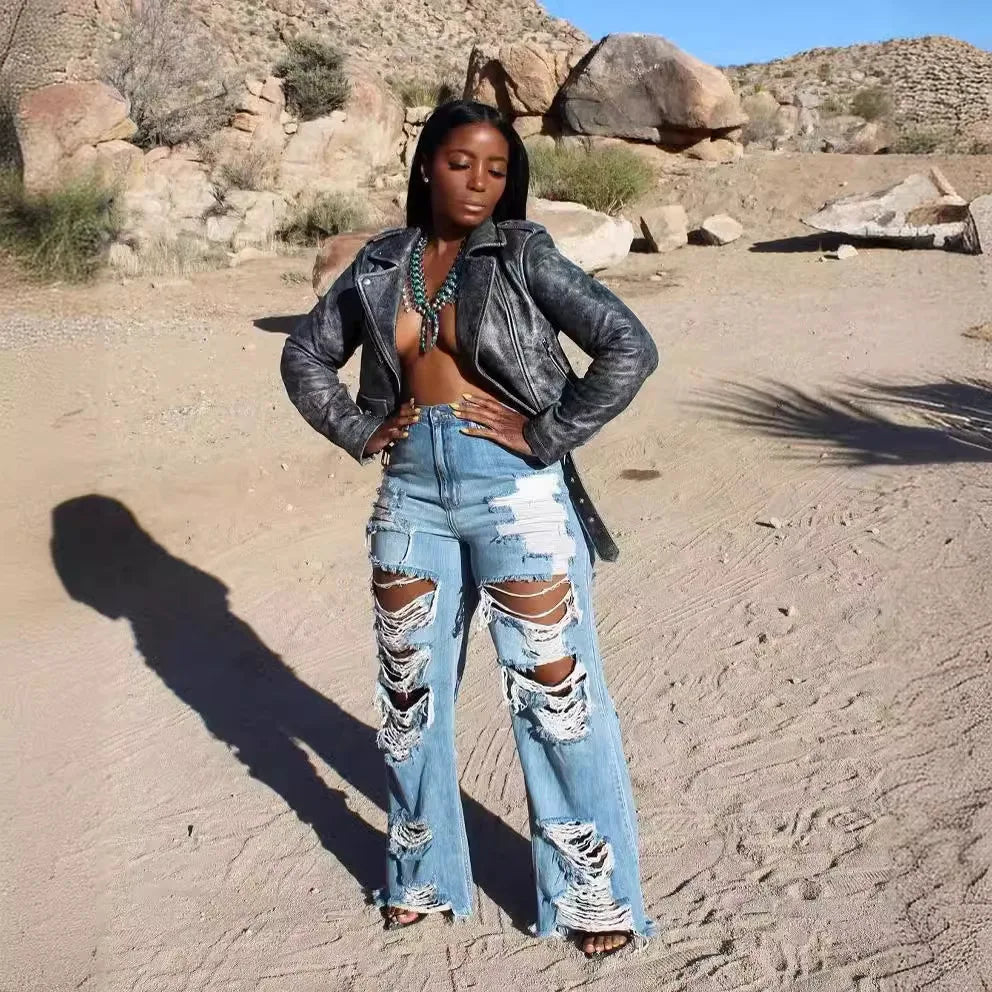 PERPOCKET-Modern Wide-Leg Jean