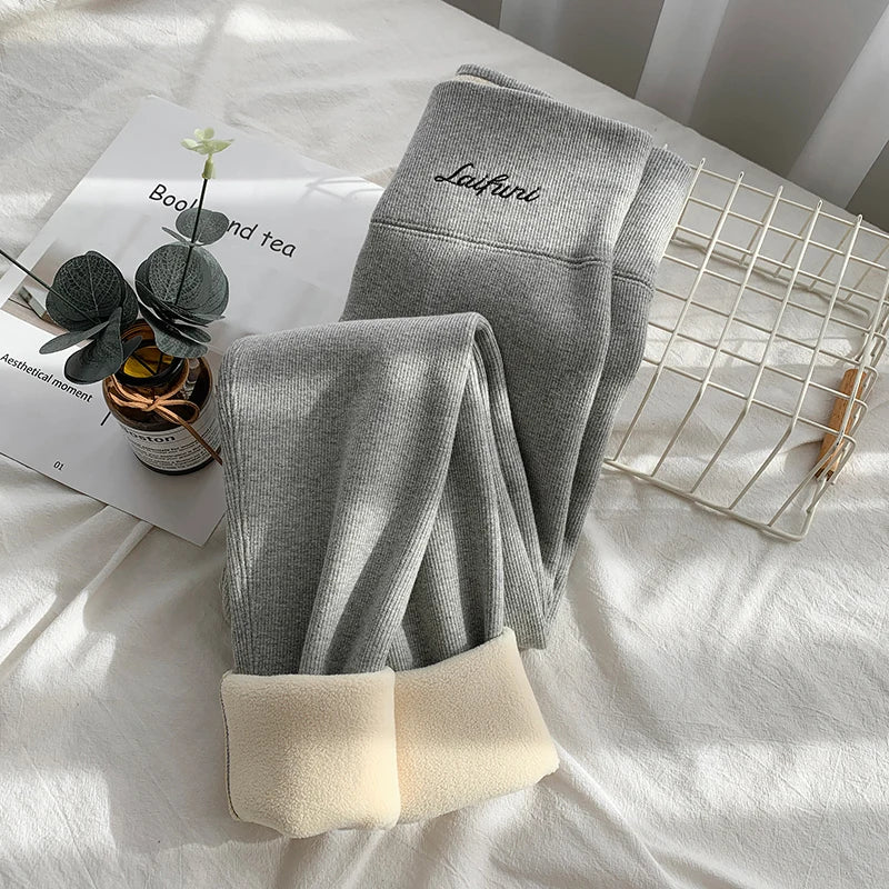Winter Warm Thickened Long Leggings, Casual High-Waisted Stretch