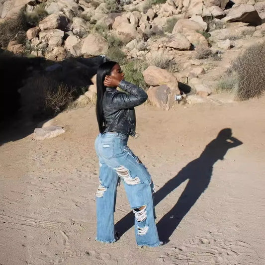 PERPOCKET-Modern Wide-Leg Jean