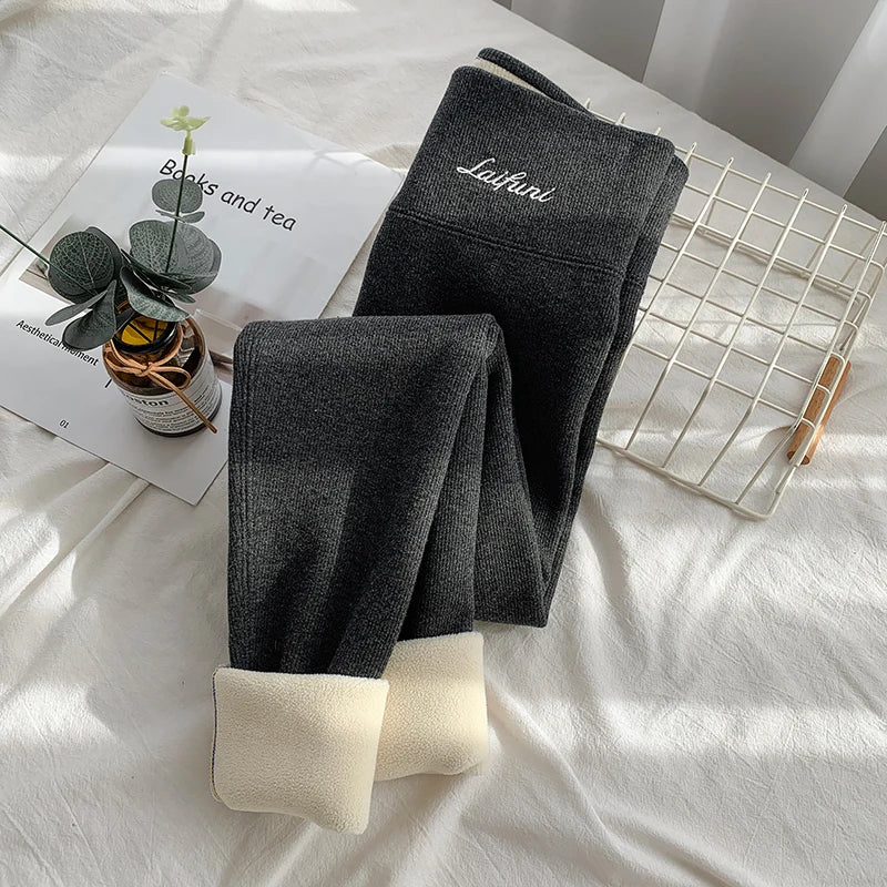 Winter Warm Thickened Long Leggings, Casual High-Waisted Stretch