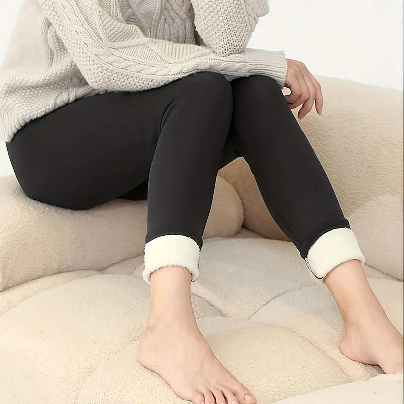 Elastic Slim Solid Color Winter Leggings Female Velvet Thicken High Waist