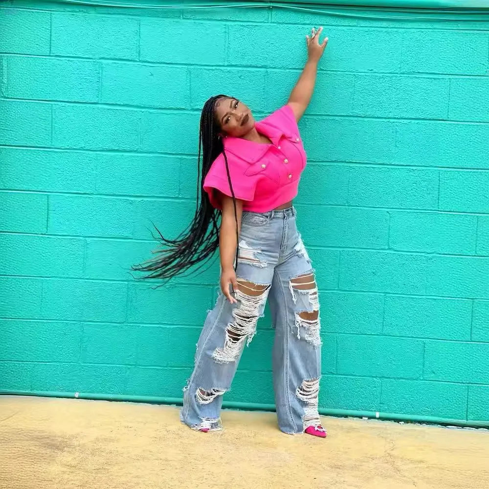 PERPOCKET-Modern Wide-Leg Jean