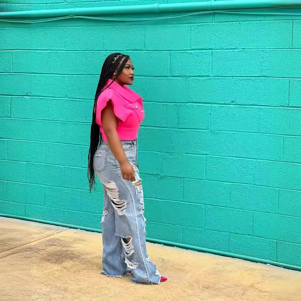 PERPOCKET-Modern Wide-Leg Jean